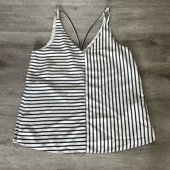 Topshop navy stripe spaghetti straps tank Sz 8 - Picture 1 of 5